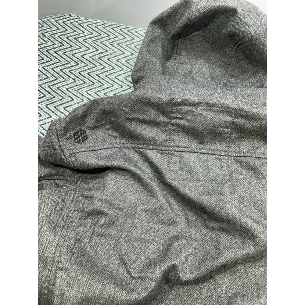 BKE Sport Gray Herringbone Full-Zip Hooded Jacket With Adjustable Velcro Cuffs & - Picture 8 of 8